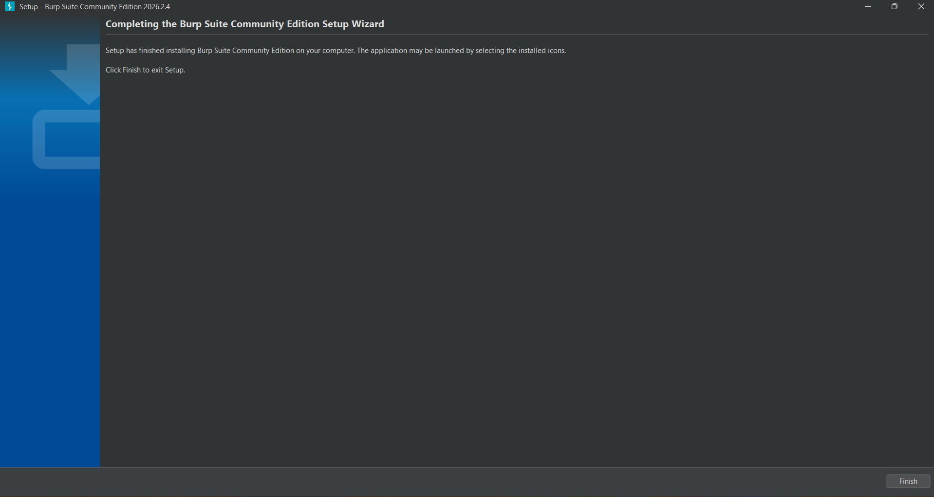 Setup complete – Burp Suite Community Edition installed